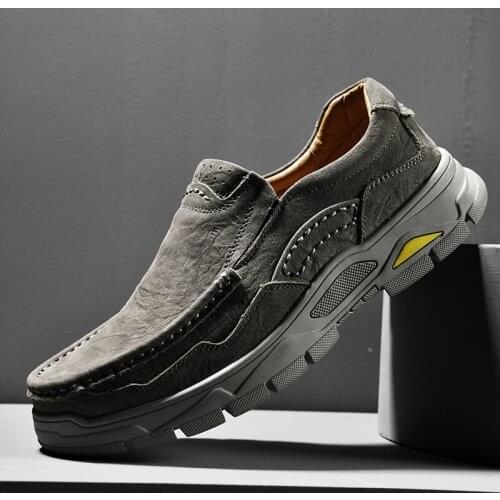 Mens Shoes Comfortable Men Casual Shoes Genuine Leather Breathable Loafers Slip-on Footwear Walking Business Formal Shoes