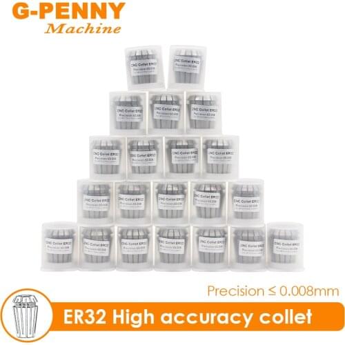 ER32 spring collet chuck set 21 pcs High accuracy precision 0.008mm 2-20mm,1/4,1/8mm for CNC Milling Lathe Tool spindle motor
