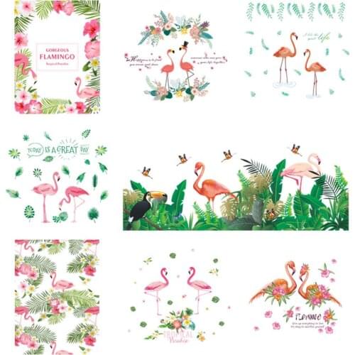 Passionate Flamingo Flower Wall Stickers Home Decor Living Room Bedroom Cartoon Animal Wall Decal Pvc Mural Art Diy Poster