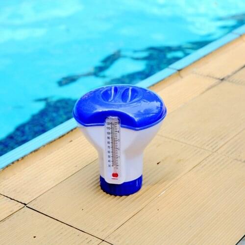 Pool Floating Pill Box Chlorine Tablet Dispenser w/Thermometer Auto Swimming Portable Outdoor Elements Swimming Accessories New