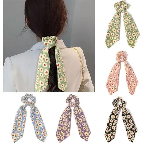 Ruoshui Woman Floral Hair Ties Scrunchies Women Elastic Hairband Femme Hair Accessories Rubber Band Hair Rope Ponytail Holders