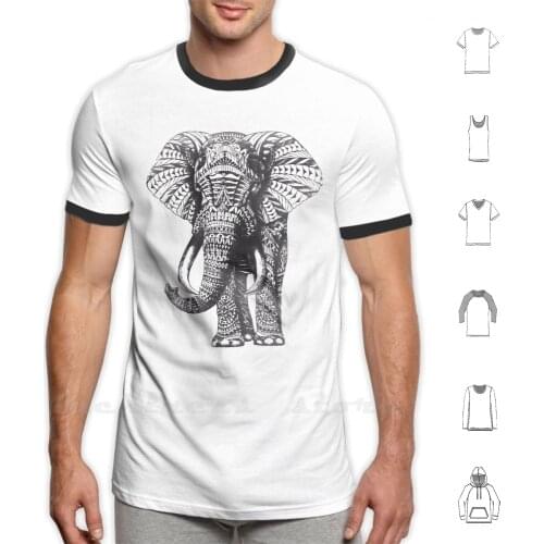 Ornate Elephant T Shirt 100% Cotton DIY S-6xl Elephant Ornate Pattern Ben Kwok Benkwok Bioworkz Bioworkz Com Animal