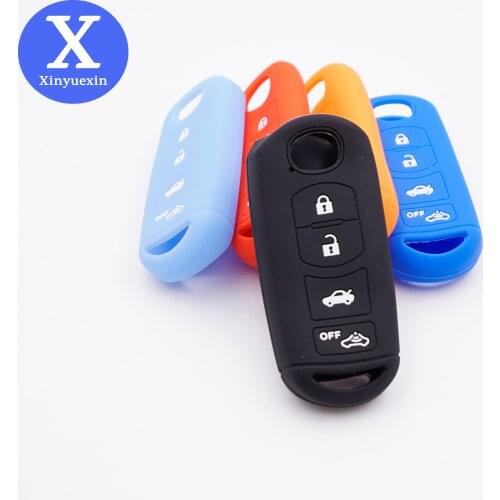 Xinyuexin Silicone Key Cover Fit for MAZDA 3 6 MX-5 CX-3 CX-5 CX-7 CX-9 SCION IA 2016 2017 4 Button Key Fob Shell Skin Protector