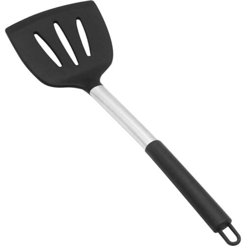 Silicone Nonstick Spatulas, High Heat Resistant to 480°F, Stainless Steel Handle Food Grade Slotted Turner