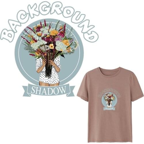 Letter Flower Thermal Sticker On Clothes Iron On Transfer For Clothing T-shirt Iron On Heat Vinyl Transfer Applique A Level