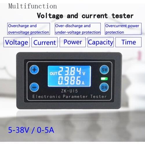 DC5-38V Battery Tester Voltmeter ammeter electronic load monitor charger tester Power capacity Meter Charge discharge Controller