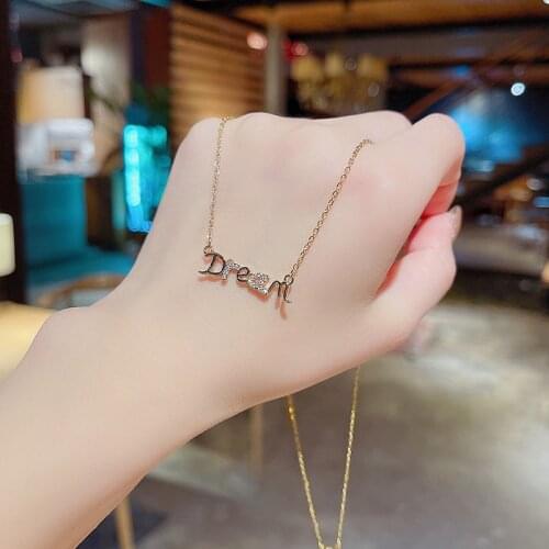 Surprise Price Sumptuous Design Micro Inlaid Letter Tag Titanium Steel Clavicle Women Choker Party Necklace for Women Choker