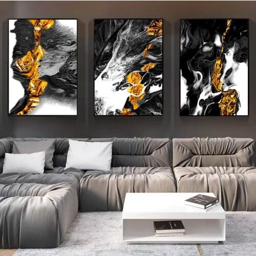 Black and White Golden Vintage Picture Home Decor Canvas Painting Wall Art Retro Luxury Decor Posters and Prints for Living Room