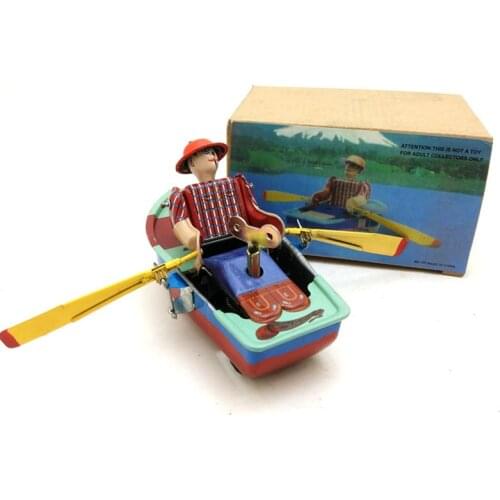 Vintage Retro Boat Tin toy Classic Clockwork Mechanical Wind Up boating Tin Toy For Adult Kids Collectible Gift