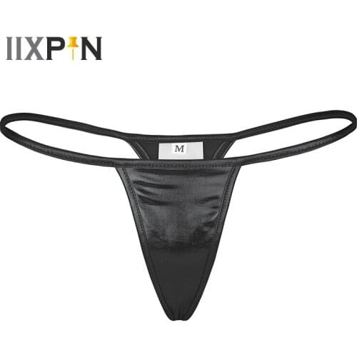 Women Sexy Panties G-string Underwear Shiny Metallic Faux Leather Bikini Thongs Underwear Low Rise Stretchy Female Underpants