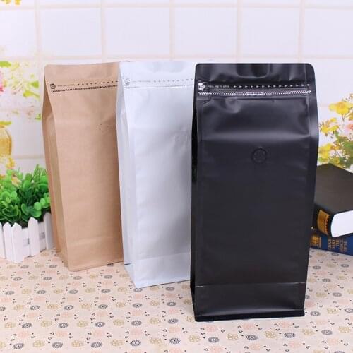 10pcs 2 pound kraft paper ziplock bag coffee beans packaging bag eight side seal zipper bag with vent valve