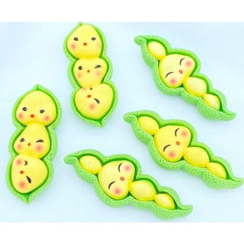 10Pcs Cartoon Simulation Beans Flat back Resin Cabochon Scrapbooking Craft DIY Hair Bows Accessories Phone Case Decoration Q14