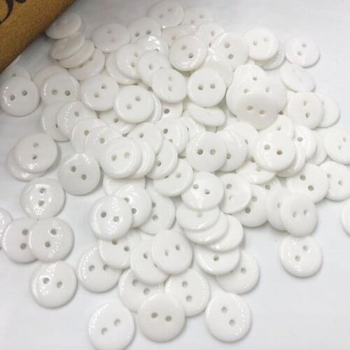 100 pcs 11mm White Round 2 Hole Resin Button/Sewing lots Mix PH266