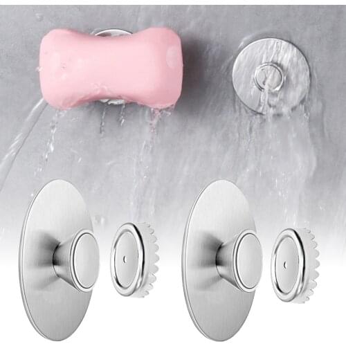 2PCS Magnetic Soap Holders Bathroom Wall Hanging Suction Cup Rack For Daily Use Bathroom Supplies