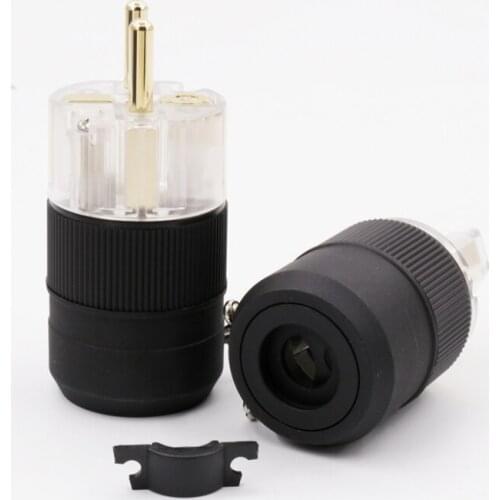 2Xpairs Gold Plated Schuko Power IEC Connectors Audio Male Plug HIFI AC Power Plug