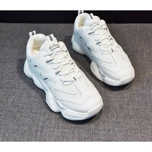 2020 new fashion women spring autumn off white shoe thick bottom breathable non-slip lace casual Comfortable sneakers 11B-10