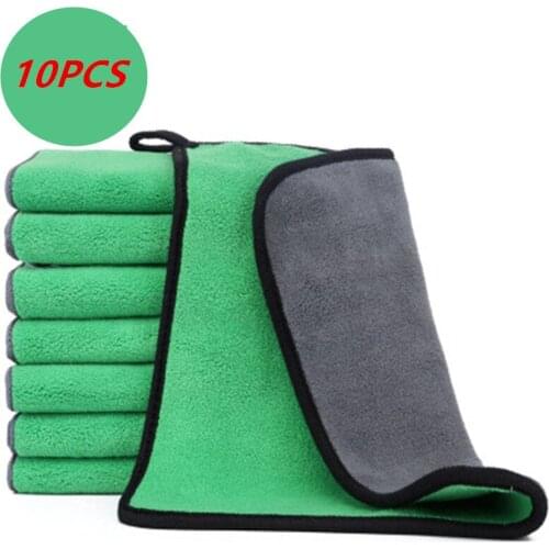 3/5/10PCS Green Car Wash Microfiber Towel Car Cleaning Paint Care Cloth Detailing Car Styling Wash Towel Cleaning Tools