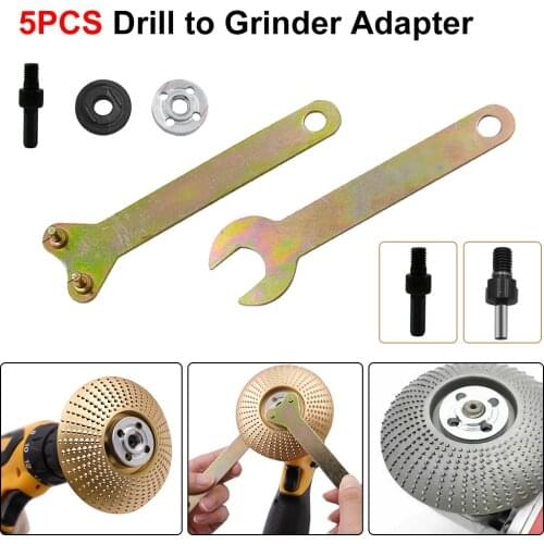 5PCS Electric Drill Conversion Adapter Drill to Grinder Converter 6mm/10mm Connecting Rod with Lock Nut 2 Wrenches