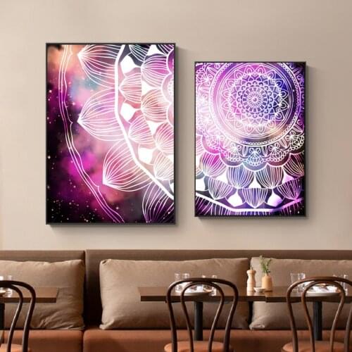 Mandala Abstract Art Pink Colorful Painting Bohemian Canvas Painting Poster Wall Art Printing Picture Canvas Living Room Home De