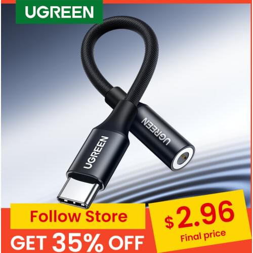 UGREEN Type c to 3.5 jack USB C to 3.5mm Headphone Adapter Audio AUX 3.5 MM Jack Converter for HUAWEI P40 XIAOMI OnePlus 8 PRO