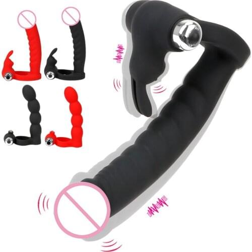 Anal Bead Plug Double Penetration Vibrator Cock Vibrator Ring Strapon Dildo Sex Toys for Men Couple Prostate Massager