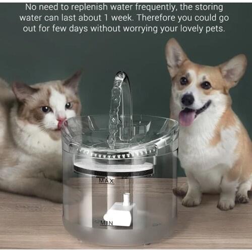 2L Cat Automatic Water Fountain Drinker Smart Transparent Circulating Filter Cat Dog Puppy Pet Water Dispenser Drinking Bowl