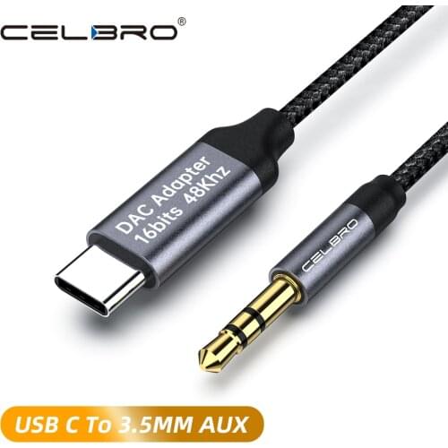 Car USB Type C to 3.5mm Jack Aux Adapter USB-C to 3.5mm Headphone Audio Aux Cable for Samsung Note 20 10 S20 S10 Oneplus 8T 8 7