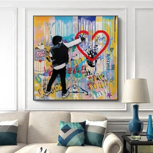 Large Size Banksy Art Canvas Painting Posters and Prints Graffiti POP Street Art Wall Picture for Livingroom Modern Decor Home