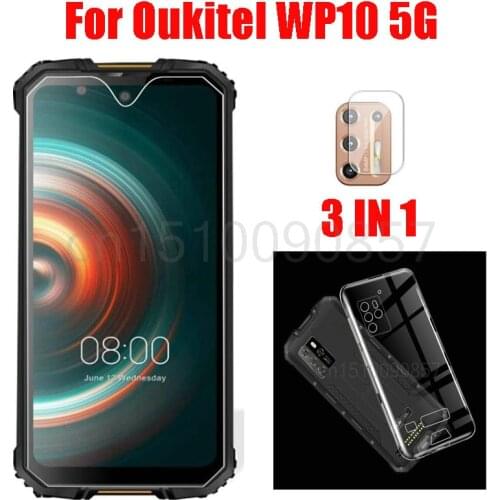 3-in-1 Case + Camera Tempered Glass On Oukitel WP10 5G ScreenProtector Glass For Oukitel WP10 5G 2.5D Glass