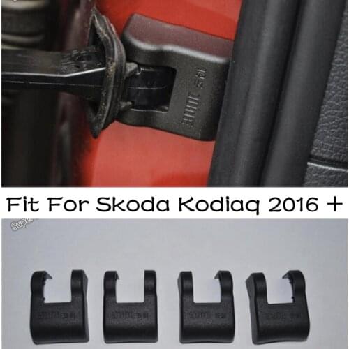 Lapetus Black Plastic Car Inner Door Stop Rust Waterproof Protector Cover Trim Fit For Skoda Kodiaq 2016 2017 2018 2019 2020