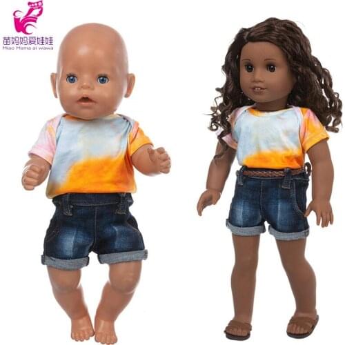43cm baby doll clothes cowboy shirt trousers Nenuco Ropa y su Hermanita 18 inch girl doll clothes short jeans
