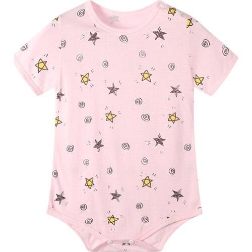 Baby short sleeve romper suit summer thin bamboo fiber children handbags fart dress baby triangle ha climb clothes