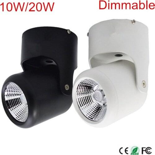 COB 10W 20W Dimmable Downlights Surface Mounted Downlight LED Lighting Angle-adjustable+ 85-265V Driver Warm/Natural/Cold White