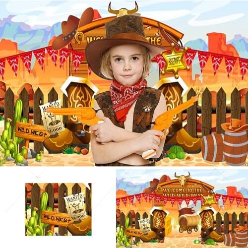 Wild Western Cowboy Backdrop Decoration Wild West Boys Photography Background Children Birthday Party Supplies Photo Shoot
