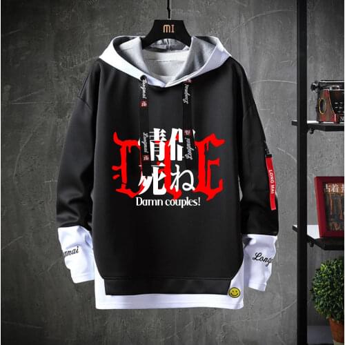 Anime Cartoon FFF Group Hooded Costume Unisex Casual Fake Two-Piece Sweatshirt jacket Teenagers Hoodies coat