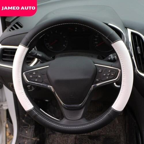 Jameo Auto 38cm Leather Hand-stitched Car Steering Wheel Protection Cover Accessories Car Styling