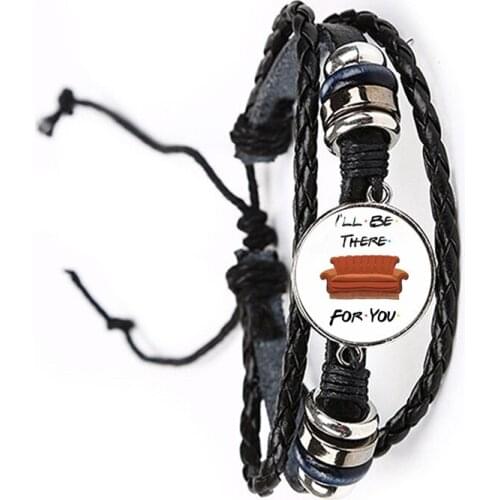 America TV Friends Show Leather Bracelet For Women Men 20mm Glass Cabochon Bangle Jewelry Christmas Gifts For Best Friends