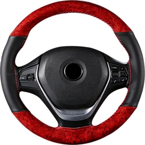38cm Leather Car Steering Wheel Case Cover Braiding Wheel Sports Style Braiding