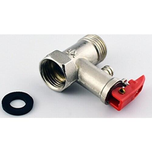 Red Lock Lever Silver Tone Metal Safety Valve 0.75Mpa For Electric Water Heater Special Pressure Reducing Valve