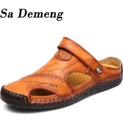 Summer Sandals Men Leather Classic Roman Sandals 2019 Slipper Outdoor Sneaker Beach Rubber Flip Flops Men Water Trekking Sandals