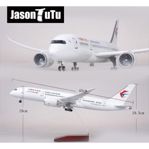 JASON TUTU 43cm Resin Diecast 1:130 Scale China Eastern airlines B787 Plane Model Airplane Model Aircraft with Light & Wheel