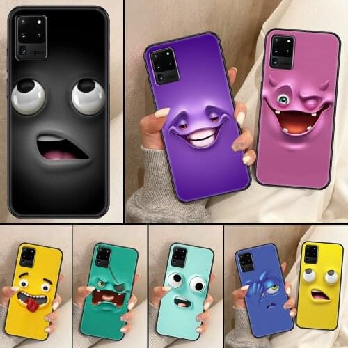 Cartoon funny face Phone case For Samsung Galaxy Note 4 8 9 10 20 S8 S9 S10 S10E S20 Plus UITRA Ultra black tpu prime silicone
