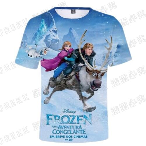 2021 New Disney Cartoon Anime Frozen T Shirt Men Women Children Summer Cool 3D Printed Boy Girl Kids Streetwear Tee Clothing