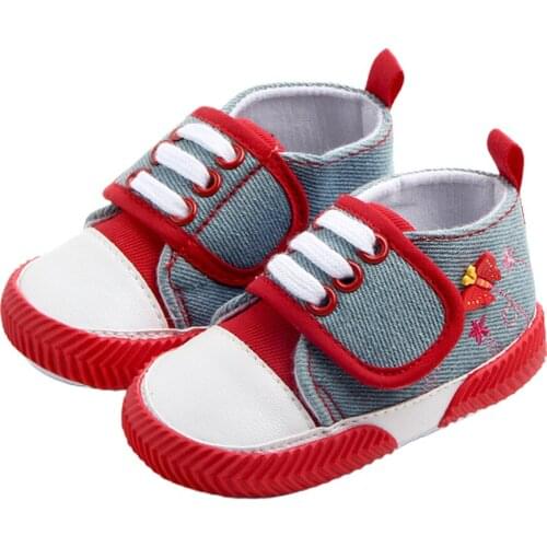 Infant Baby Girls Athletic Sneakers Cute Butterfly Floral Embroidery Anti-Slip First Walkers Shoes 0-18M