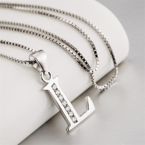 YFN 925 Sterling Silver L Letter Necklace Alphabet Choker L Pendant 18Inch Chain Wholesale Drop Shipping