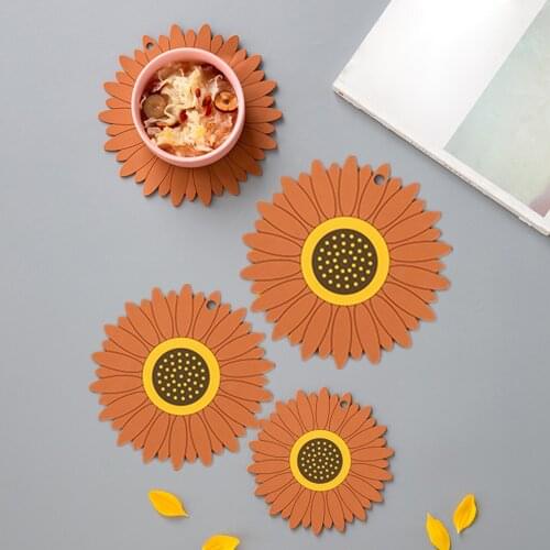 Sunflower Non-slip Heat Insulation PVC Pan Pot Bowl Placemat Plate Mug Cup Glass Coaster Table Mat Kitchen Dinner Table Decor