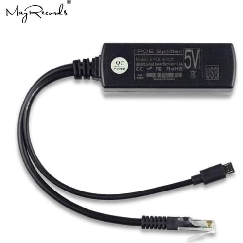 Popular PoE Splitter Power Over Ethernet 48V to 5V 2.4A Micro USB Adapter 12W