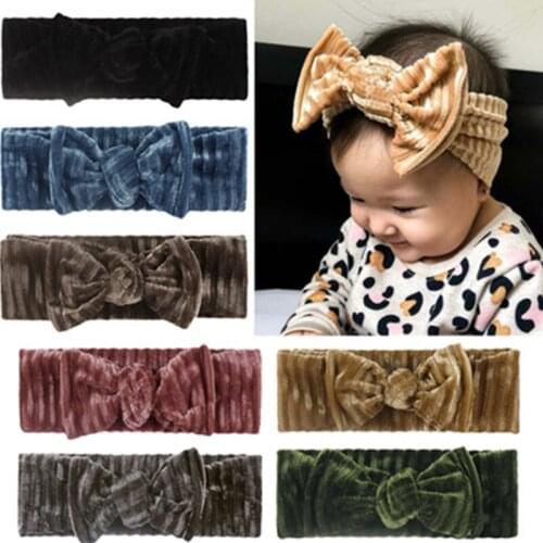 Velvet Baby Headband Cute Bowknot Newborn Baby Girls Hairband Elastic Toddler Kids Hair Bands Baby Hair Accessories