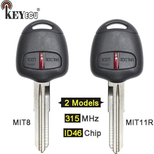 KEYECU 315MHz ID46 Chip Replacement 2 Button Remote Key Fob for Mitsubishi Lancer Outlander MIT8 Left/ MIT11R Right Blade