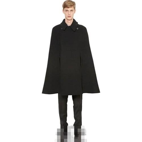 Nightclub hip hop high street wind magician cloak personality shawl tide mens autumn and winter models thick woolen coat woolen